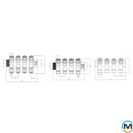 Коллектор вентильный FADO 3/4"x1/2"x2, Количество выходов: 2, Диаметр вход/выход: 3/4", фото , изображение 3