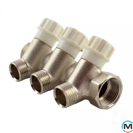 Коллектор вентильный FADO 3/4"x1/2"x3, Количество выходов: 3, Диаметр вход/выход: 3/4", фото 