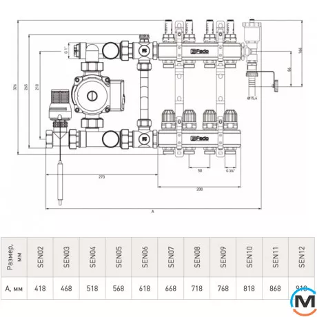 Комплект Fado для подключения системы теплый пол 6 выходов, Количество выходов: 6, фото , изображение 3