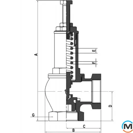 Регульований запобіжний клапан Fado 2" 1-12 bar, Діаметр різьблення: 2", фото , зображення 6
