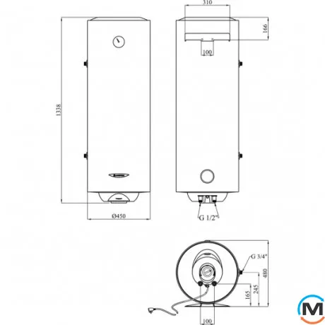 Бойлер Ariston комбинированный PRO R 150 VTS EVO EU, Объем (л): 150, фото , изображение 4