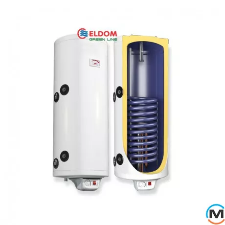 Водонагреватель Eldom Green Line Eureka 200 2x1.0 kW 0,89 m² 72281SD, Объем (л): 200, Подводка труб отопления: слева, фото , изображение 2