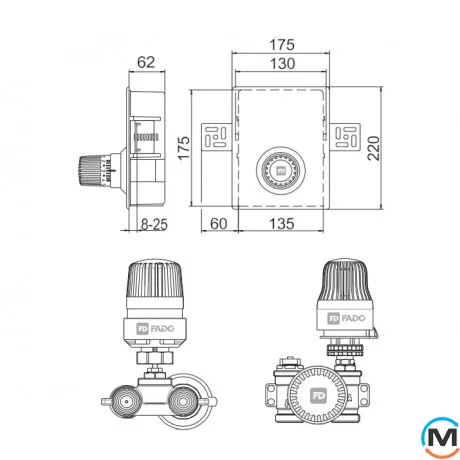 Клапан регулювальний для теплих підлог FADO FLOOR 1/2", фото , зображення 3