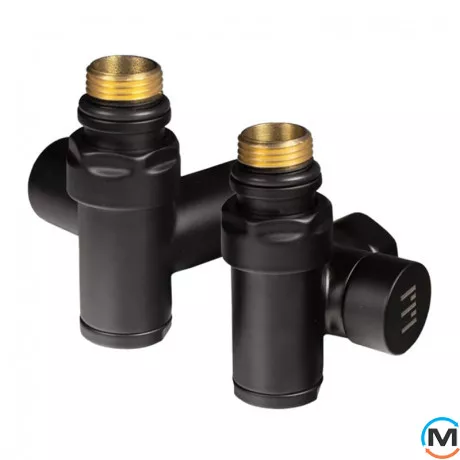 Комплект дизайн кранов под ТЭН Ideale 1/2”x1/2” черный, Цвет: Черный, фото 