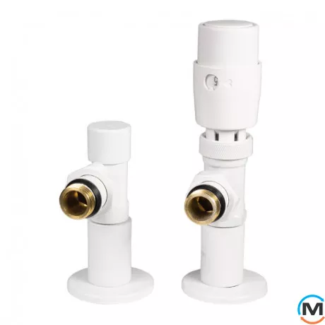 Дизайн крани радіаторні Ideale з термоголовкою 1/2” x 1/2” ВЗ білі кутові, Колір: Білий, фото , зображення 2