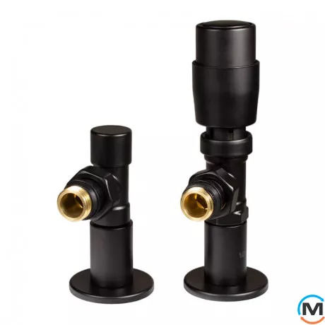 Дизайн крани радіаторні Ideale з термоголовкою 1/2” x 1/2” ВЗ чорні кутові, Колір: Чорний, фото 