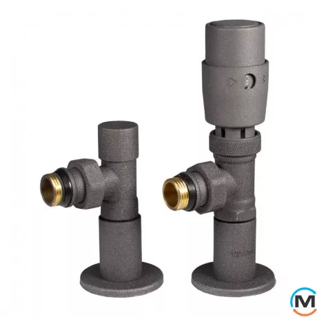 Дизайн крани радіаторні Ideale з термоголовкою 1/2” x 1/2” ВЗ графіт кутові, Колір: Графіт, фото , зображення 2