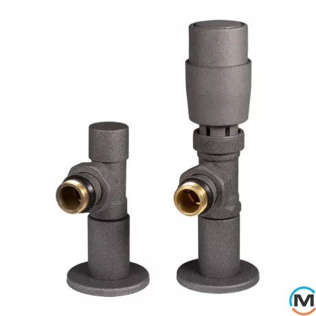 Дизайн крани радіаторні Ideale з термоголовкою 1/2” x 1/2” ВЗ графіт кутові, Колір: Графіт, фото 
