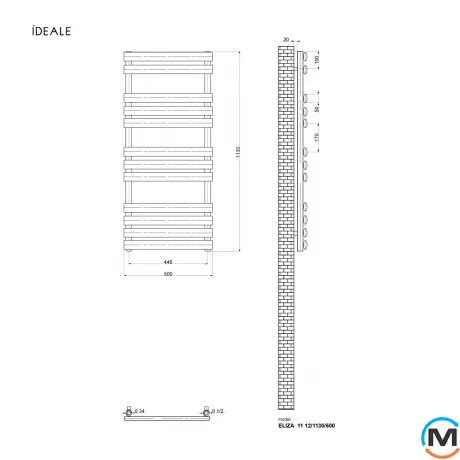 Сушка для рушників дизайнерська Ideale Eliza 11 12/1130/500 білий, Колір: Білий, Висота (мм): 1130, фото , зображення 3