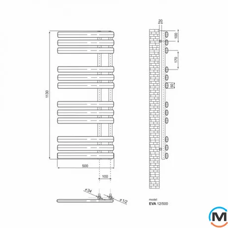 Сушка для рушників дизайнерська Ideale Gia 11 9/1300/500 білий, Колір: Білий, Висота (мм): 1300, фото , зображення 3