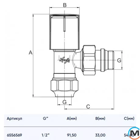 Кран радиаторный 1/2" SMART верхний ASG, Исполнение: Верхний, фото , изображение 2