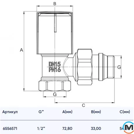 Кран радиаторный 1/2" угловой верхний ASG, Исполнение: Угловой, фото , изображение 2