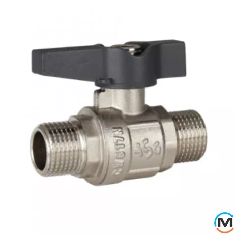 Кран кульовий 1/2" ПН метелик ASG+, Тип різьблення: Зовнішня/Зовнішня, Діаметр різьблення: 1/2", Модифікація: Серая ручка, Виконання: Прямий, Тип ручки: Метелик, фото 