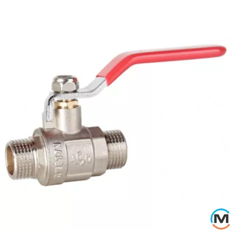 Кран кульовий 1/2" ПН ручка ASG, Тип різьблення: Зовнішня/Зовнішня, Діаметр різьблення: 1/2", Модифікація: Червона ручка, Виконання: Прямий, Тип ручки: Ручка, фото 