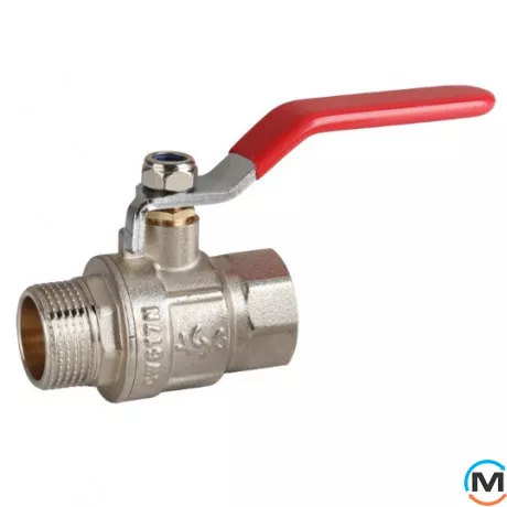 Кран кульовий 3/4" НВ ручка ASG, Тип різьблення: Внутрішня/Зовнішня, Діаметр різьблення: 3/4", Модифікація: Червона ручка, Виконання: Прямий, Тип ручки: Ручка, фото 