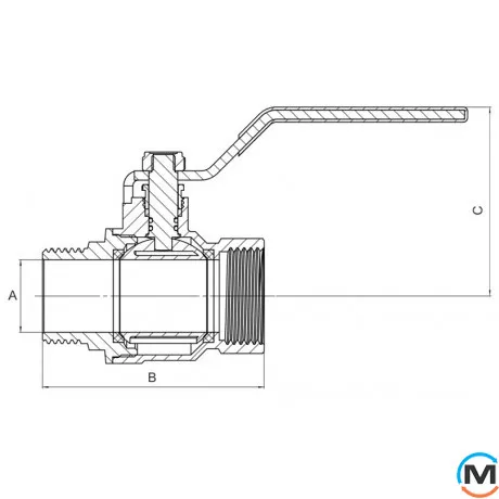 Кран кульовий 2" НВ ручка ASG, Тип різьблення: Внутрішня/Зовнішня, Діаметр різьблення: 2", Модифікація: Червона ручка, Виконання: Прямий, Тип ручки: Ручка, фото , зображення 2