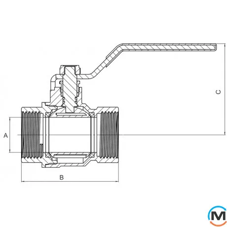 Кран кульовий 3/4" ВВ ручка ASG, Тип різьблення: Внутрішня/Внутрішня, Діаметр різьблення: 3/4", Модифікація: Червона ручка, Виконання: Прямий, Тип ручки: Ручка, фото , зображення 2
