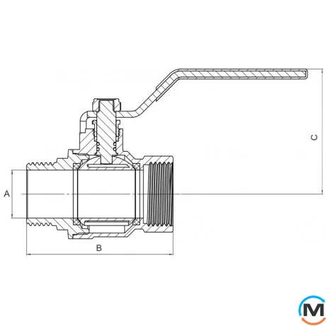 Кран кульовий 1" НВ ручка ASG+, Тип різьблення: Внутрішня/Зовнішня, Діаметр різьблення: 1", Модифікація: Серая ручка, Виконання: Прямий, Тип ручки: Ручка, фото , зображення 2