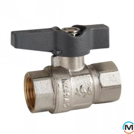 Кран кульовий 3/4" ВВ метелик ASG+, Тип різьблення: Внутрішня/Внутрішня, Діаметр різьблення: 3/4", Модифікація: Серая ручка, Виконання: Прямий, Тип ручки: Метелик, фото 