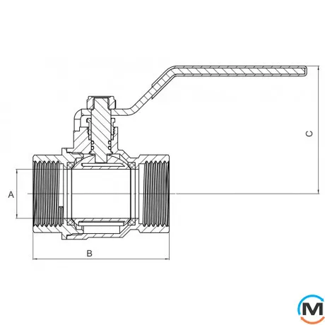 Кран кульовий 1 1/2" ВР ручка ASG+, Тип різьблення: Внутрішня/Внутрішня, Діаметр різьблення: 1 1/2", Модифікація: Серая ручка, Виконання: Прямий, Тип ручки: Ручка, фото , зображення 2
