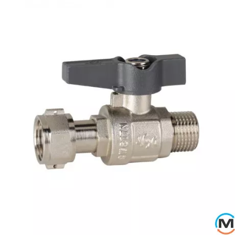 Кран кульовий з накид. гайкою 1/2" прямий метелик ASG+, Тип різьблення: Накидна гайка, Діаметр різьблення: 1/2", Модифікація: Черная ручка, Виконання: Прямий, Тип ручки: Метелик, фото 