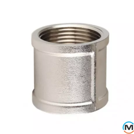 Муфта 1 1/2" никель ASG, Тип резьбы: Наружная/Наружная, Диаметр резьбы: 1 1/2", Исполнение: Прямая, фото 