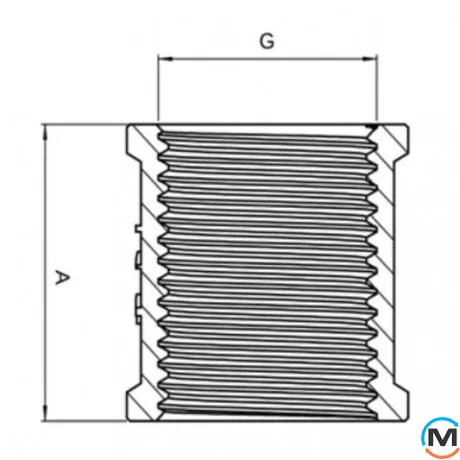 Муфта 1 1/2" никель ASG, Тип резьбы: Наружная/Наружная, Диаметр резьбы: 1 1/2", Исполнение: Прямая, фото , изображение 2