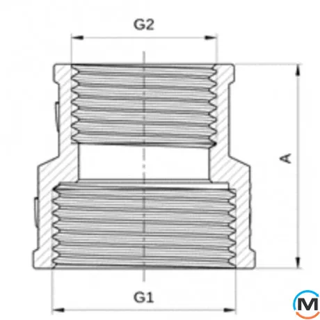 Муфта редукционная 1 1/2" х 1 1/4" никель ASG, Тип резьбы: Внутренняя/Внутренняя, Диаметр резьбы: 1 1/2"х1 1/4", Исполнение: Редукционная, фото , изображение 2