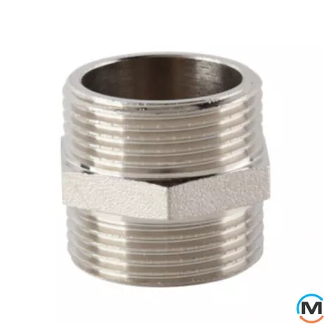 Ніпель 3/4" нікель ASG, Діаметр різьблення: 3/4", Виконання: З'єднувальний, фото 