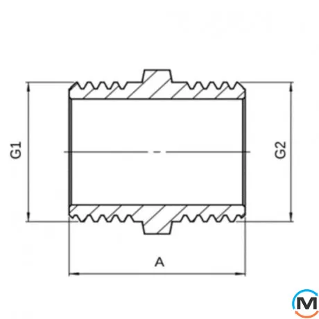Ниппель 1 1/4" никель ASG, Диаметр резьбы: 1 1/4", Исполнение: Соединительный, фото , изображение 2