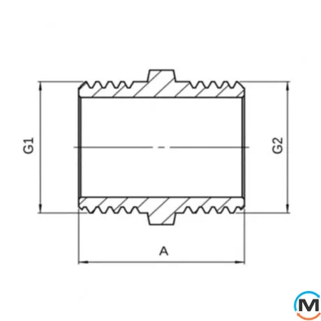 Ніпель редукційний 1/2"х3/8" нікель ASG, Діаметр різьблення: 1/2"х3/8", Виконання: Редукційний, фото , зображення 2