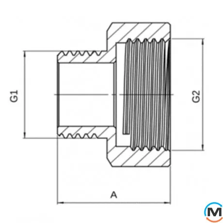 Переходник ВН 1 1/2"х1 1/4" никель ASG, Диаметр резьбы: 1 1/2"х1 1/4", фото , изображение 2