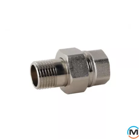 Сгон-американка ВН 1 1/2" никель ASG, Диаметр резьбы: 1 1/2", Исполнение: Прямая, фото 