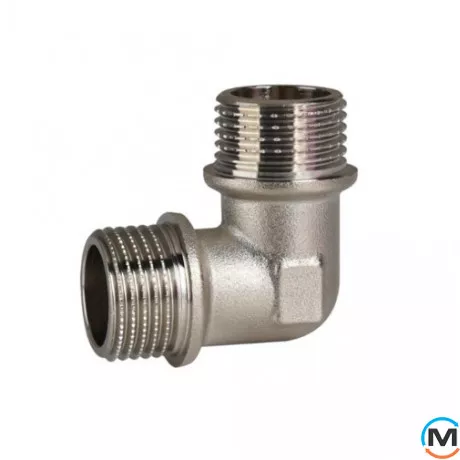 Кутник 1/2" ПН нікель ASG, Тип різьблення: Зовнішня/Зовнішня, Діаметр різьблення: 1/2", фото 