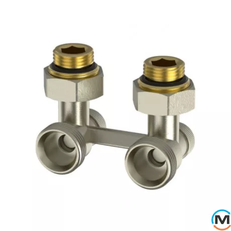 Узел нижнего подключения вентильный 1/2"x3/4" угловой ASG, Конструкция: Вентильный, Исполнение: Угловой, фото 