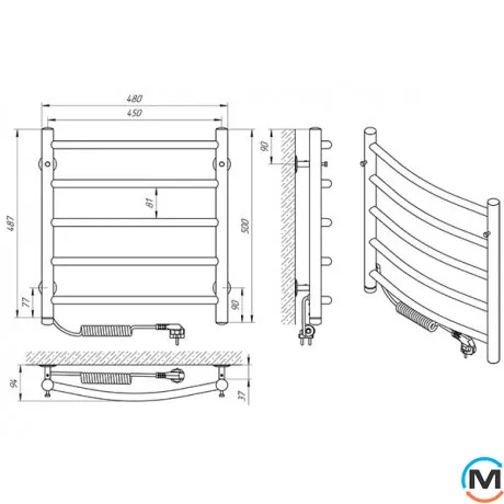 Полотенцесушитель электрический Laris Классик П5 450 х 500 левое подключение S3, фото , изображение 5