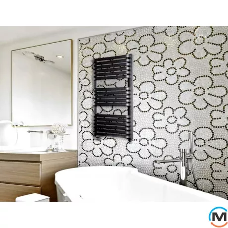 Электрическое полотенцесушитель Luxrad PIATTO 934x530 черный матовый структурный тен (600 Вт) с кабелем слева, Модификация: с кабелем, Исполнение: Левый, Цвет: Черный, фото , изображение 4