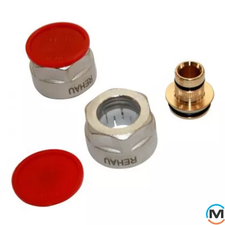 З'єднання різьбове для труб Rehau Rautherm S 17, Тип різьблення: Внутрішня, Діаметр різьблення: 3/4", Модифікація: для труб Rehau Rautherm S 17, Діаметр (мм): 17, Робочий тиск (бар): 10, Матеріал: Латунь оцинкована, фото 