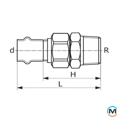 Американка с наружной резьбой ASG INOX 18x1/2", Диаметр резьбы: 1/2", Диаметр (мм): 18, фото , изображение 3