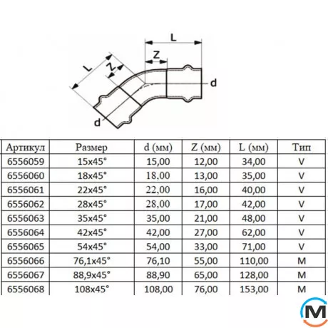 Коліно ASG INOX 45x76,1, Градус (град.): 45, Діаметр (мм): 76.1, фото , зображення 2