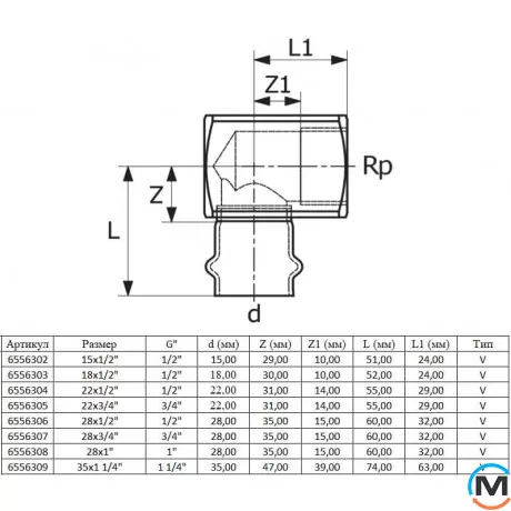 Коліно коротке 90 з внутрішнім різьбленням ASG INOX 28х1", Тип різьблення: Внутрішня, Діаметр різьблення: 1", Діаметр (мм): 28, фото , зображення 2