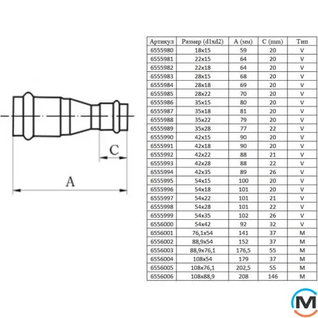Редукційний перехідник ASG INOX 76,1 х54, Діаметр (мм): 76.1х54, фото , зображення 2