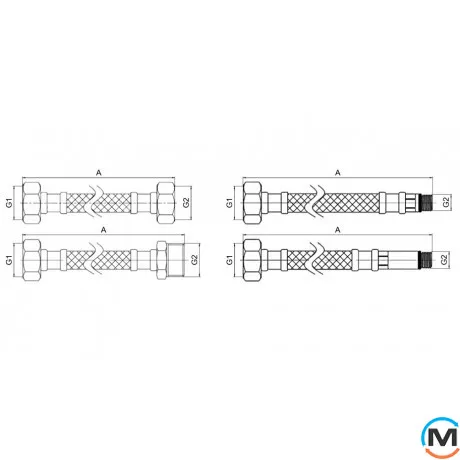 Шланг для води Mх10х18 (коротка) 100 см ASG, Варіант: Короткий, Довжина (см): 100, фото , зображення 2
