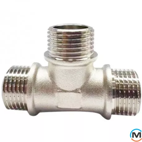 Тройник 1/2" ННН никель ASG, Тип резьбы: Наружная/Наружная/Наружная, Диаметр резьбы: 1/2", фото 