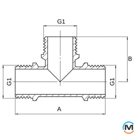 Тройник 1/2" ННН никель ASG, Тип резьбы: Наружная/Наружная/Наружная, Диаметр резьбы: 1/2", фото , изображение 2