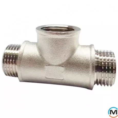 Трійник 1/2" НВН нікель ASG, Тип різьблення: Зовнішня/Внутрішня/Зовнішня, Діаметр різьблення: 1/2", фото 