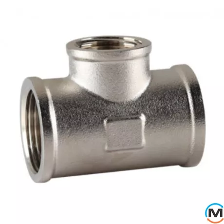 Тройник редукционный 3/4"х1/2"х3/4"никель ASG, Тип резьбы: Внутренняя/Внутренняя/Внутренняя, Диаметр резьбы: 3/4"х1/2"х3/4", фото 