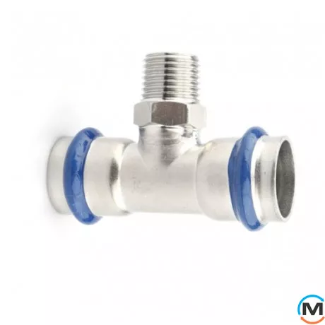 Трійник із зовнішнім різьбленням ASG INOX 22х1/2", Тип різьблення: Зовнішня, Діаметр різьблення: 1/2", Діаметр (мм): 22, фото 