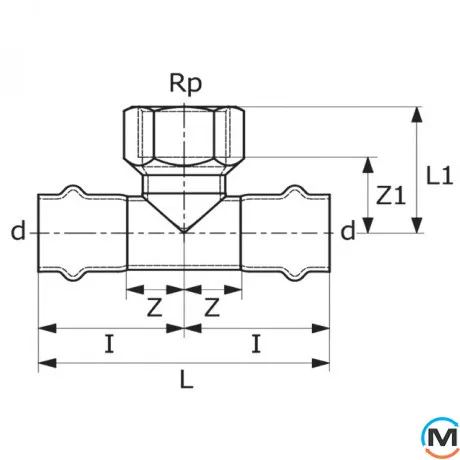 Трійник із внутрішнім різьбленням ASG INOX 15х1/2", Тип різьблення: Внутрішня, Діаметр різьблення: 1/2", Діаметр (мм): 15, фото , зображення 2