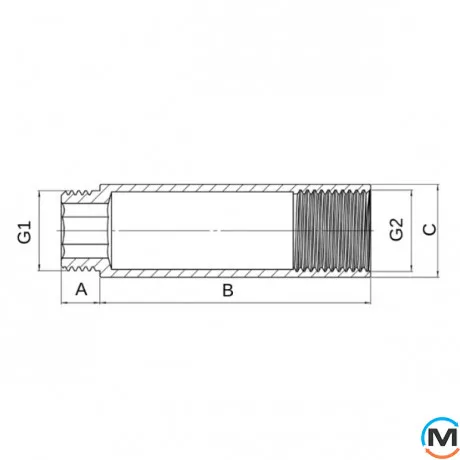 Подовжувач 1/2" 25мм хром ASG, Довжина (мм): 25, фото , зображення 2